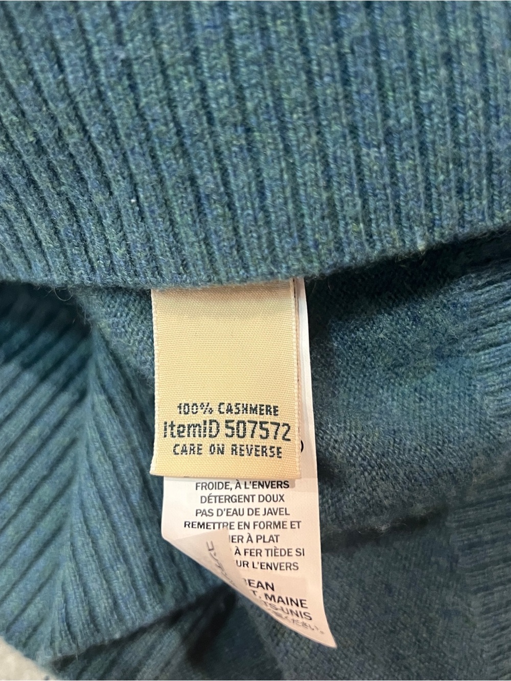 LL Bean Sweater Womens Small Green 100% Cashmere Hooded Full Zip Hoodie Knit - Picture 4 of 8